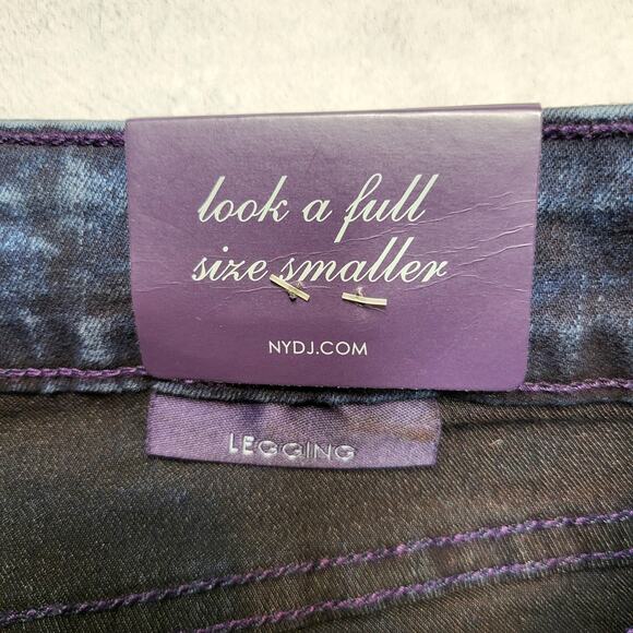 NYDJ Legging Jeans Womens 6 Blue Black Blue Acid Wash Stretch Skinny Made in USA - Picture 4 of 11